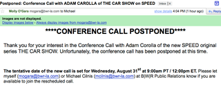 Illustration for article titled SPEED postpones Adam Carolla conference call after homophobic rant